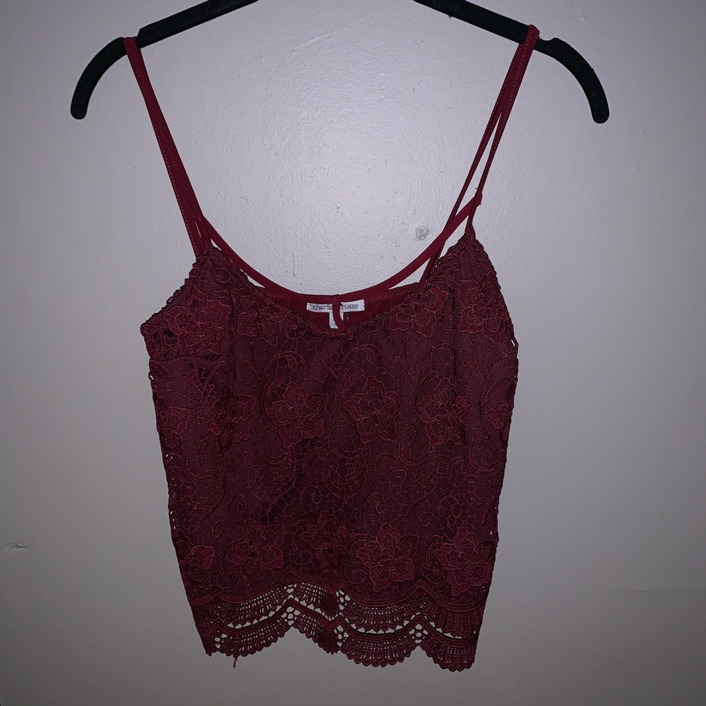 Maroon lace tank top